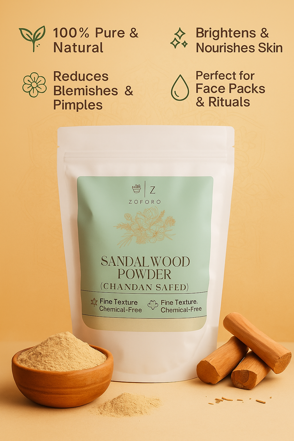 Sandalwood Powder -- Pure and Natural